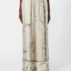 Fluid printed silk trousers, ivory