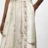 Fluid printed silk trousers, ivory