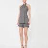 Gabardine wool sleeveless jacket, medium grey Gabardine wool sleeveless jacket, medium grey