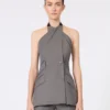 Gabardine wool sleeveless jacket, medium grey Gabardine wool sleeveless jacket, medium grey