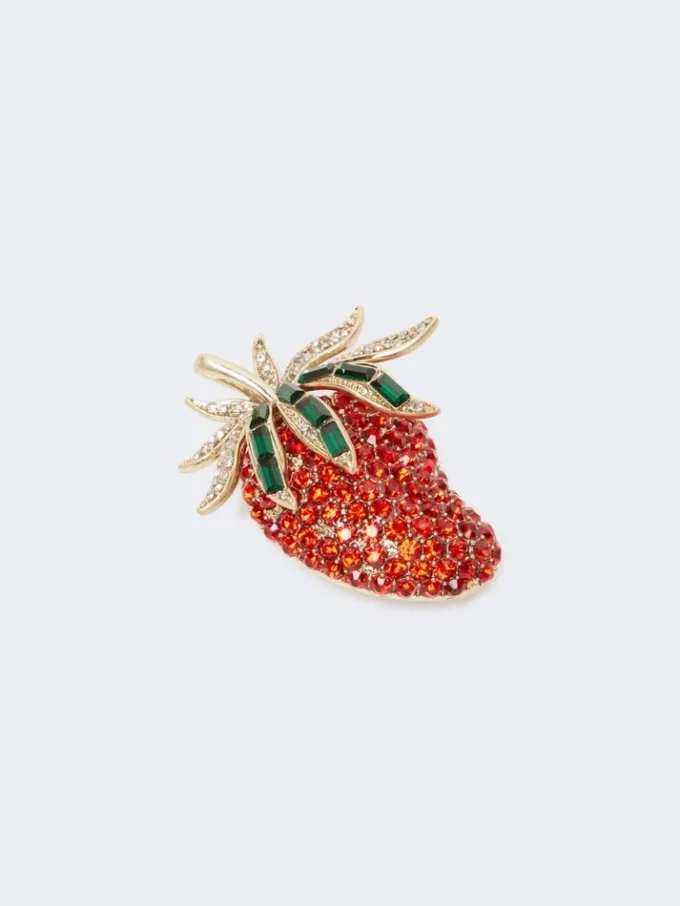Glass brooch, red