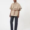 Glen plaid cotton cloak, tobacco