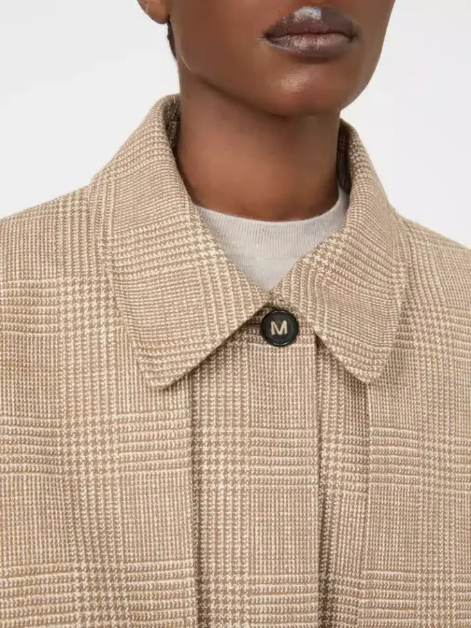 Glen plaid cotton cloak, tobacco