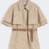 Glen plaid cotton cloak, tobacco