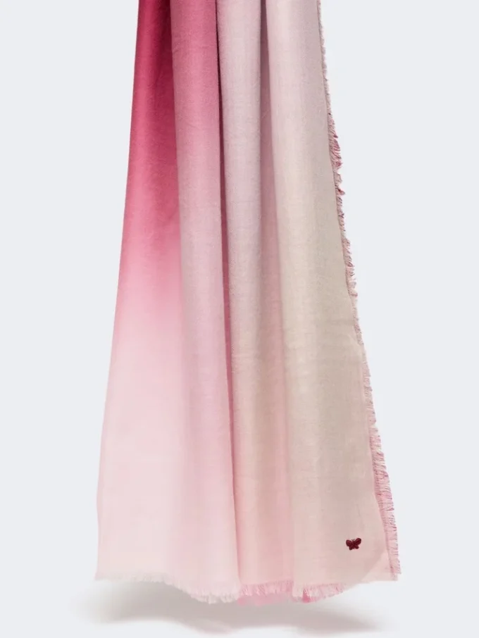 Gradient wool shawl, bordeaux