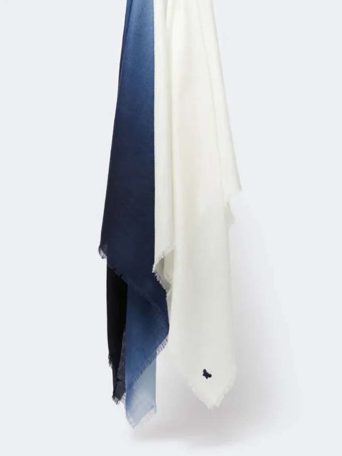Gradient wool shawl, midnightblue