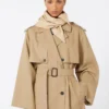 Hat-foulard in water-repellent gabardine, beige Hat-foulard in water-repellent gabardine, beige
