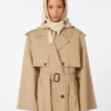 Hat-foulard in water-repellent gabardine, beige Hat-foulard in water-repellent gabardine, beige