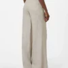 Herringbone linen twill trousers, beige