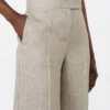 Herringbone linen twill trousers, beige
