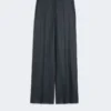 Herringbone linen twill trousers, medium grey