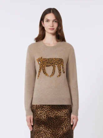 Inlay-detail cashmere sweater, turtledove