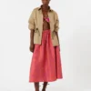 Jacquard cotton and silk midi skirt, coral Jacquard cotton and silk midi skirt, coral