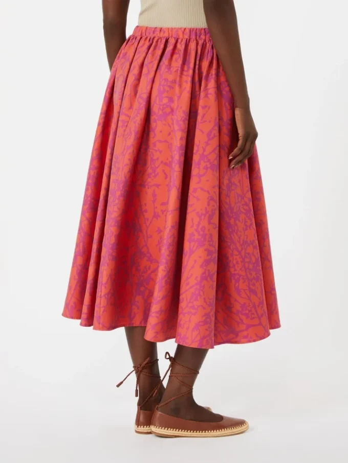 Jacquard cotton and silk midi skirt, coral Jacquard cotton and silk midi skirt, coral