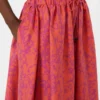 Jacquard cotton and silk midi skirt, coral Jacquard cotton and silk midi skirt, coral