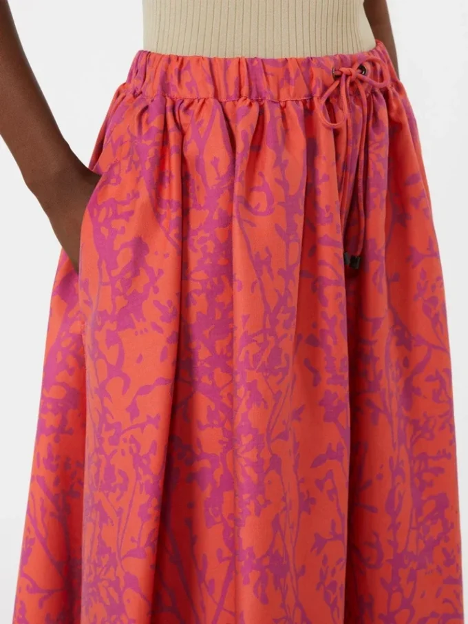 Jacquard cotton and silk midi skirt, coral Jacquard cotton and silk midi skirt, coral