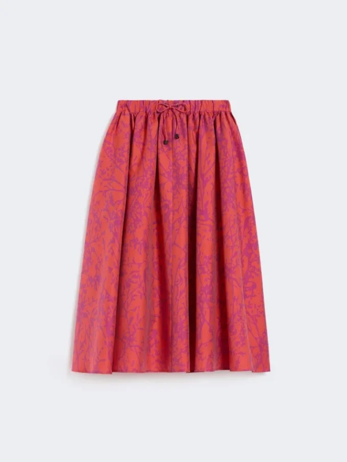 Jacquard cotton and silk midi skirt, coral Jacquard cotton and silk midi skirt, coral