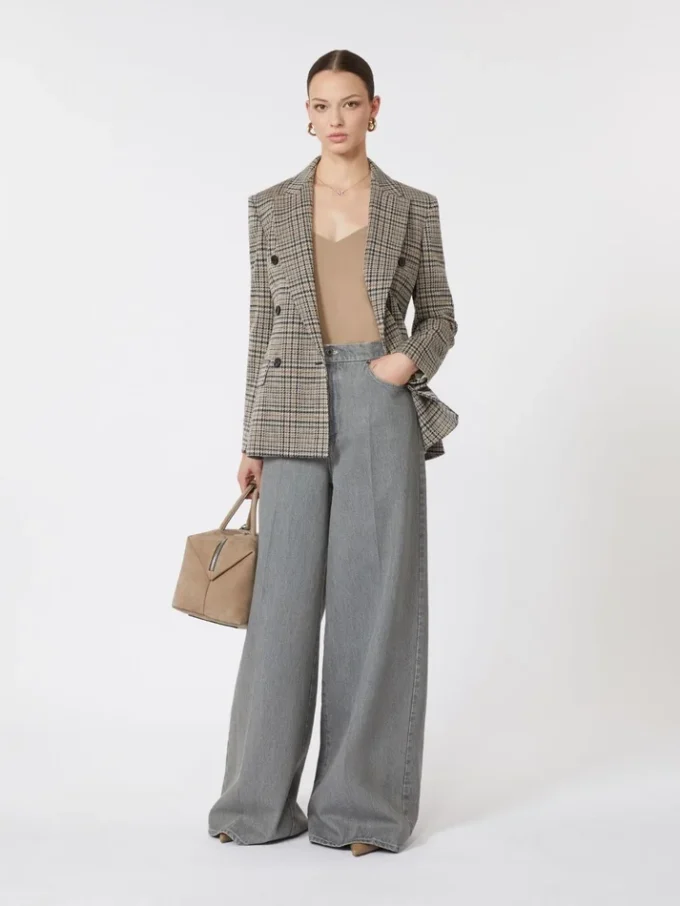 Jacquard jersey blazer, black grey