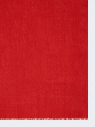Jacquard wool and silk yarn stole, red