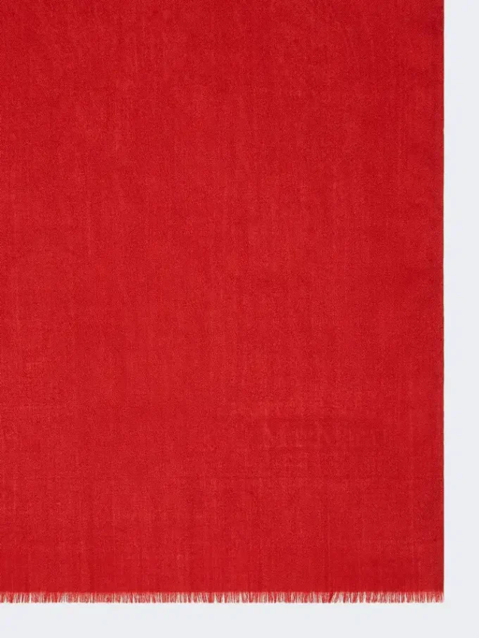 Jacquard wool and silk yarn stole, red