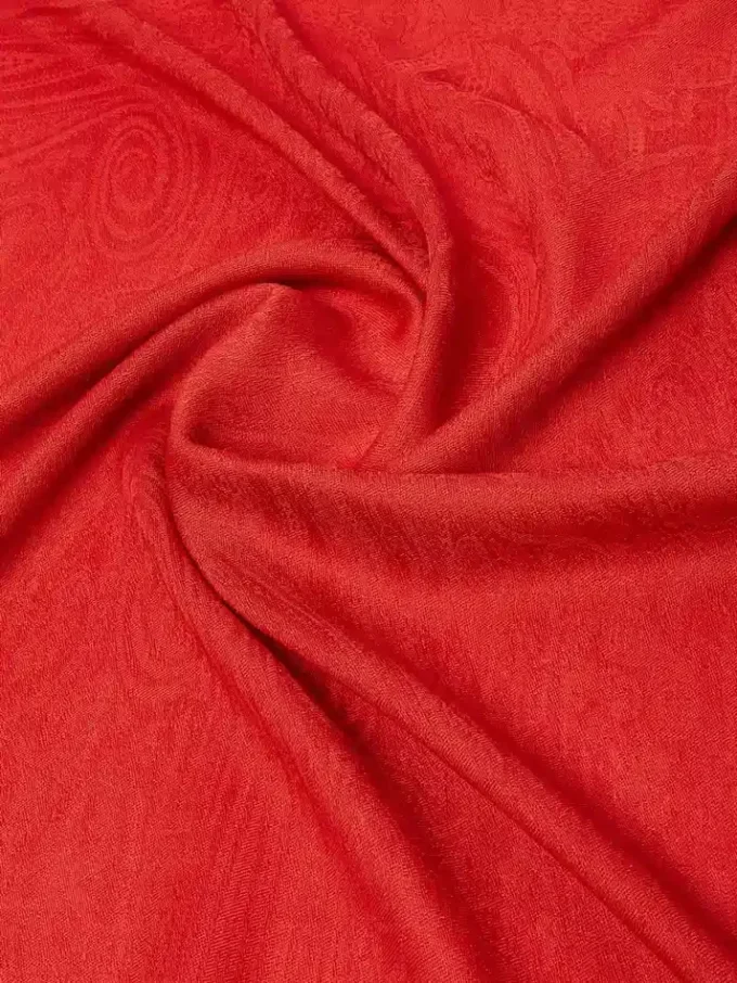 Jacquard wool and silk yarn stole, red