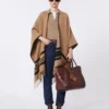 Jacquard wool poncho, camel Jacquard wool poncho, camel
