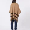 Jacquard wool poncho, camel Jacquard wool poncho, camel