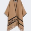 Jacquard wool poncho, camel Jacquard wool poncho, camel
