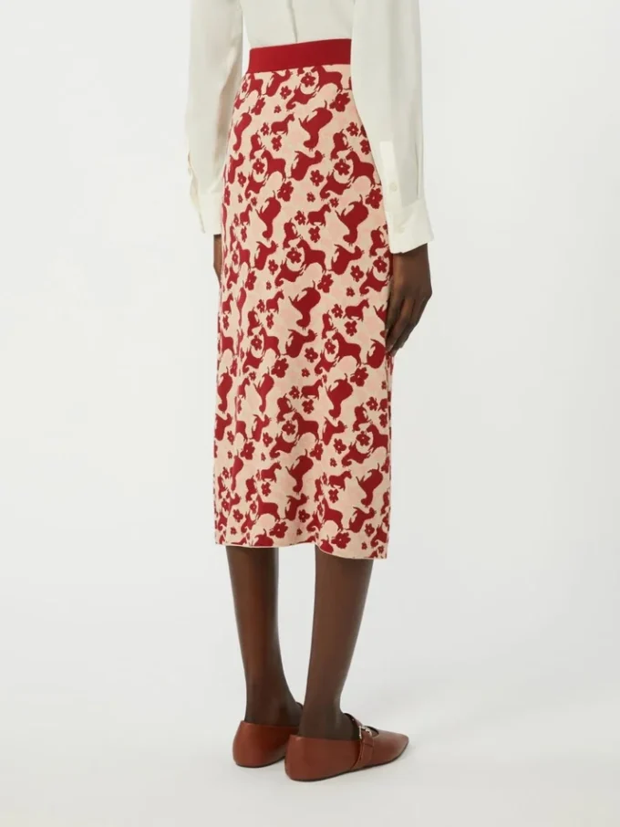 Jacquard yarn skirt, red Jacquard yarn skirt, red