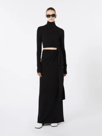 Jersey dress with knot, black