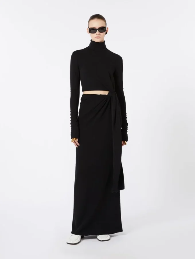 Jersey dress with knot, black Jersey dress with knot, black