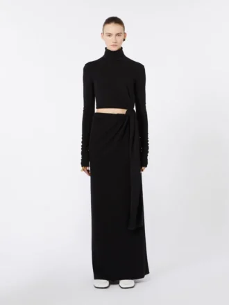 Jersey dress with knot, black