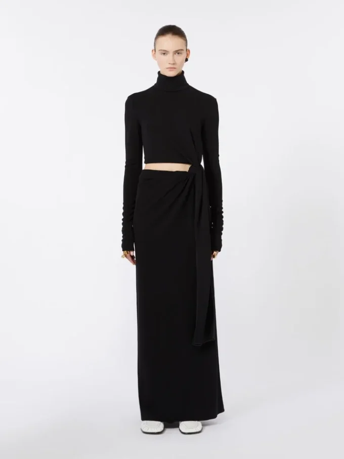 Jersey dress with knot, black Jersey dress with knot, black