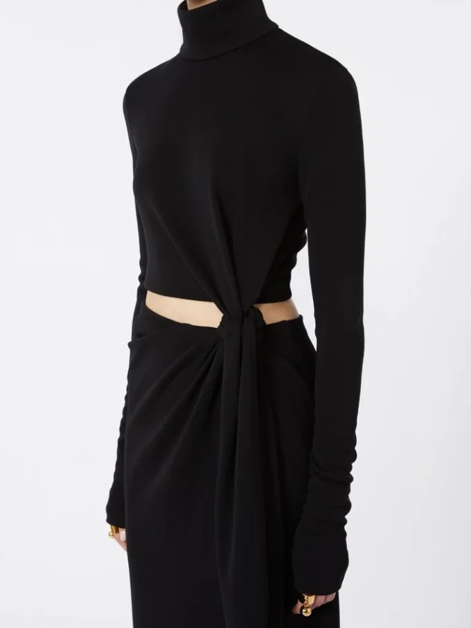 Jersey dress with knot, black Jersey dress with knot, black