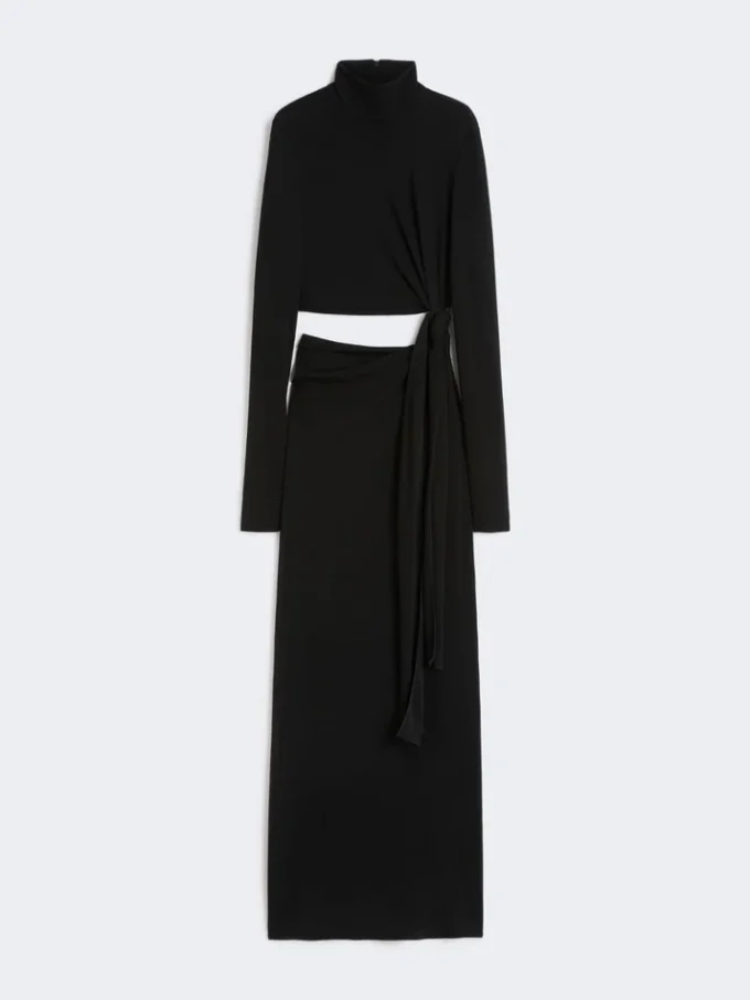 Jersey dress with knot, black Jersey dress with knot, black