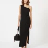 Jersey one-shoulder dress, black Jersey one-shoulder dress, black