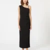 Jersey one-shoulder dress, black Jersey one-shoulder dress, black