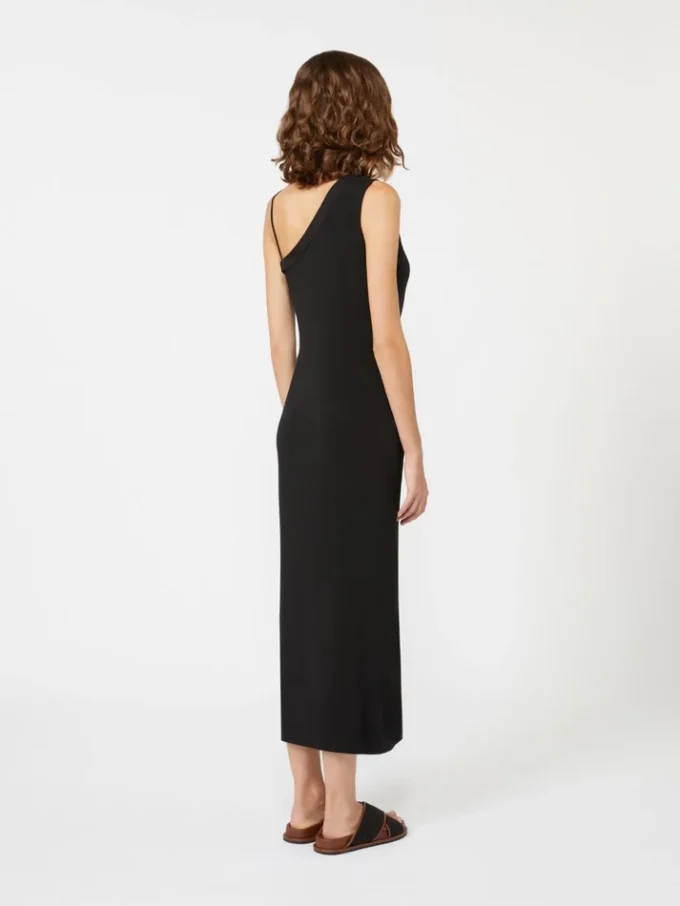 Jersey one-shoulder dress, black Jersey one-shoulder dress, black