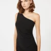 Jersey one-shoulder dress, black Jersey one-shoulder dress, black