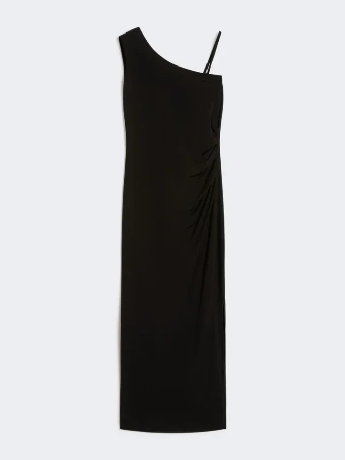 Jersey one-shoulder dress, black Jersey one-shoulder dress, black