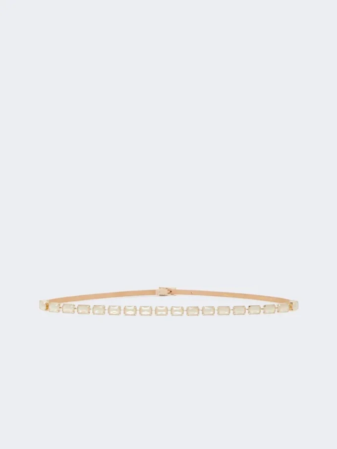 Jewelled nappa leather belt, powder