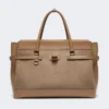 Large cashmere and leather handbag, brown