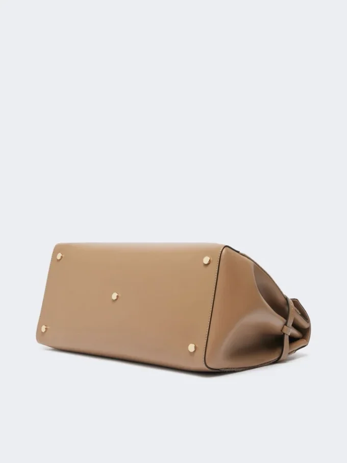 Large cashmere and leather handbag, brown