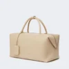 Large, crocodile-print leather boston bag, ice