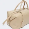 Large, crocodile-print leather boston bag, ice
