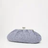 Large gingham cotton pasticcino bag, ultramarine