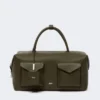 Large leather boston bag with pockets, dark brown