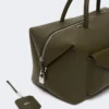 Large leather boston bag with pockets, dark brown