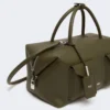 Large leather boston bag with pockets, dark brown