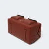 Large leather boston bag with pockets, rust